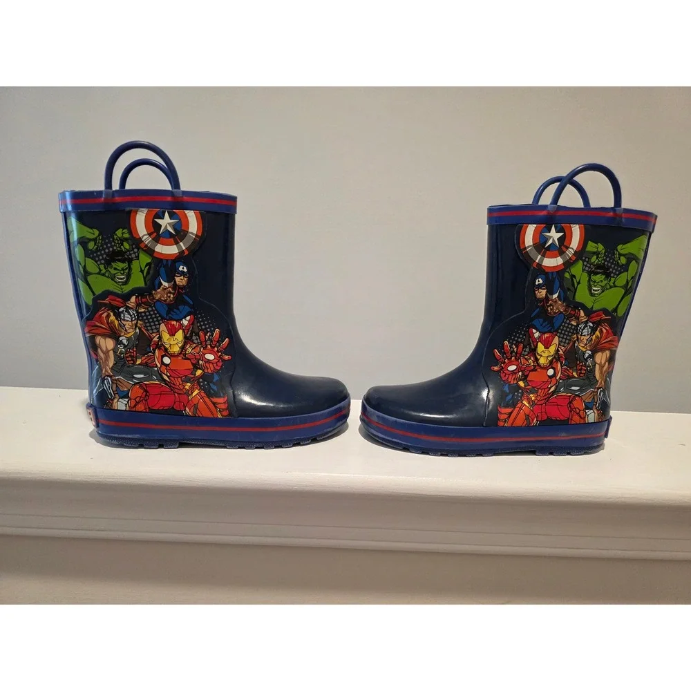 Kid's Marvel Avengers Rain Boots Navy Blue Iron Man Hulk Thor Captain America 12